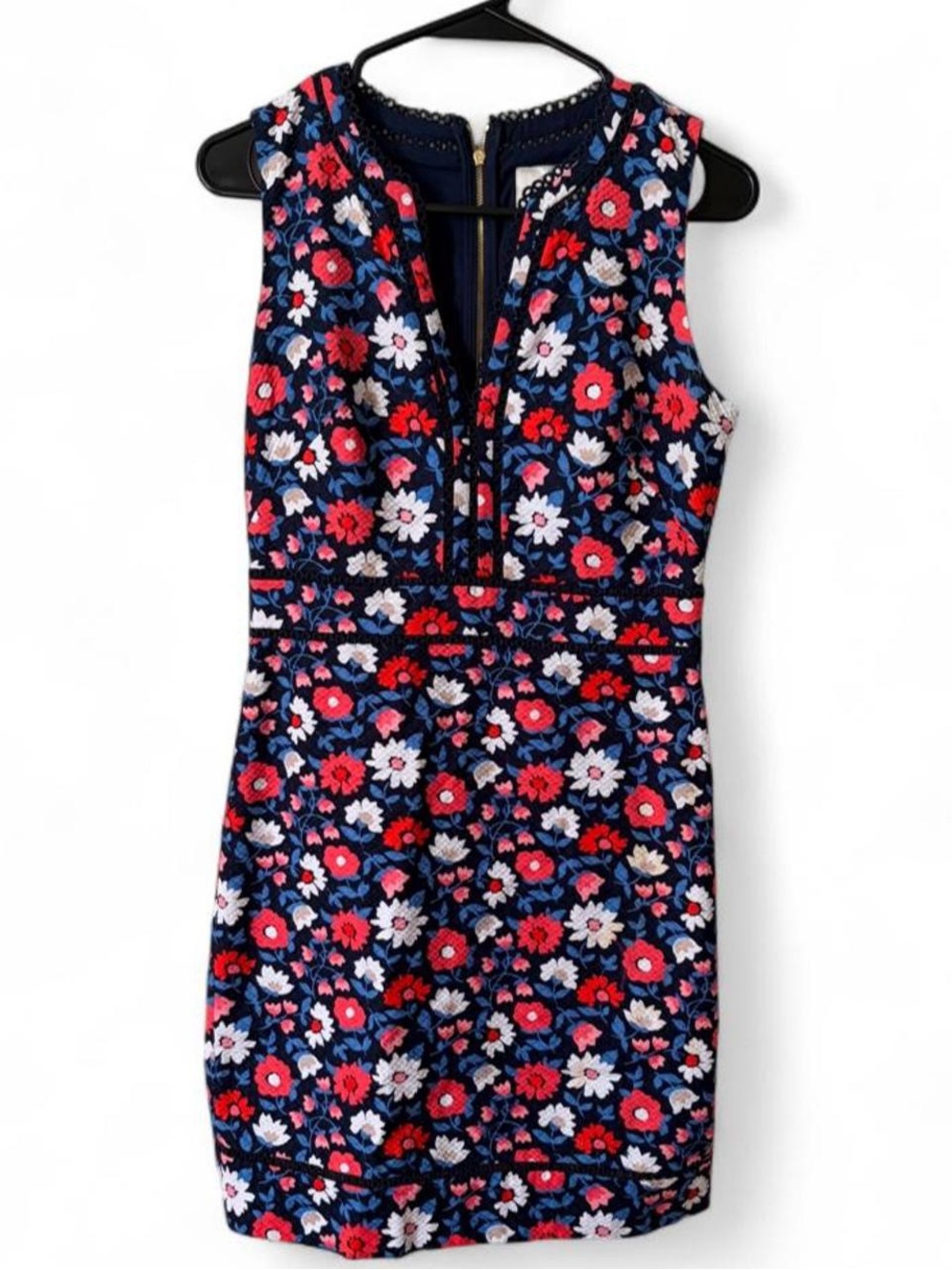 Kate Spade Floral Navy Sleeveless Sheath Dress Sz 4